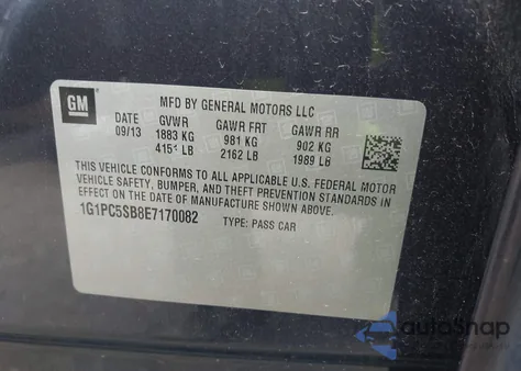 2014 Chevrolet Cruze 1Lt Auto z USA, uszkodzony, nr VIN 1G1PC5SB8E7170082